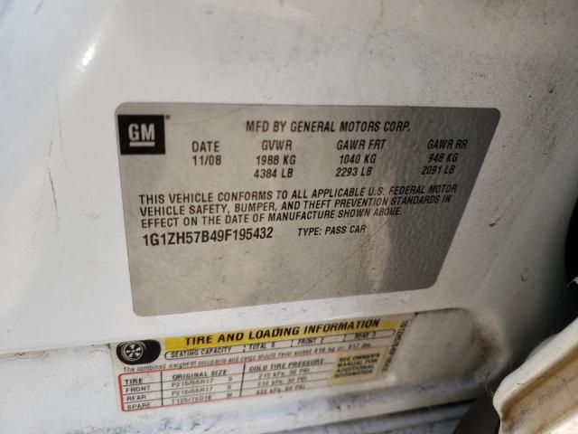 1G1ZH57B49F195432 - 2009 CHEVROLET MALIBU LT1 1LT WHITE photo 12