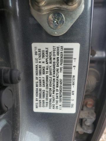 19XFB2F58CE014257 - 2012 HONDA CIVIC LX GRAY photo 12