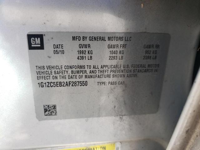 1G1ZC5EB2AF287550 - 2010 CHEVROLET MALIBU 1LT 银色 照片 12