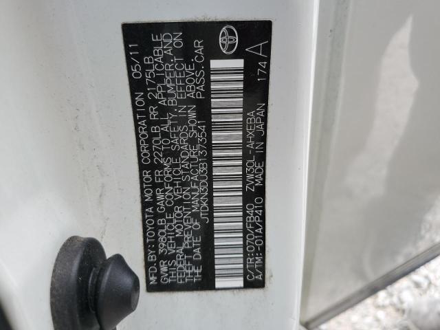 JTDKN3DU3B1373541 - 2011 TOYOTA PRIUS WHITE photo 14