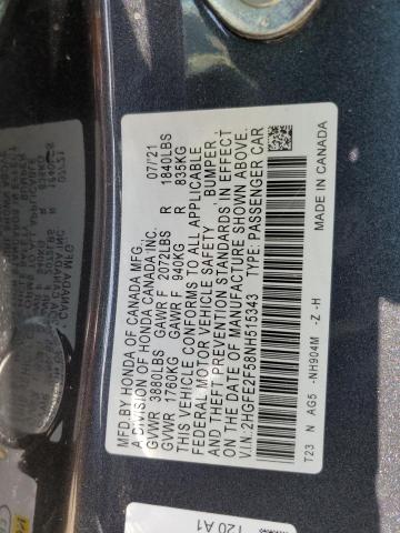 2HGFE2F58NH515343 - 2022 HONDA CIVIC SPORT GRAY photo 13
