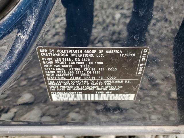 1V24C2CA2LC204146 - 2020 VOLKSWAGEN ATLAS CROS SE Синий фото 14