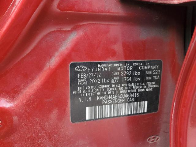 KMHDH4AE6CU468416 - 2012 HYUNDAI ELANTRA GLS RED photo 12