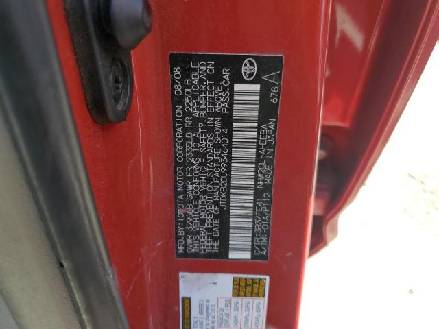 JTDKB20U993464014 - 2009 TOYOTA PRIUS RED photo 12