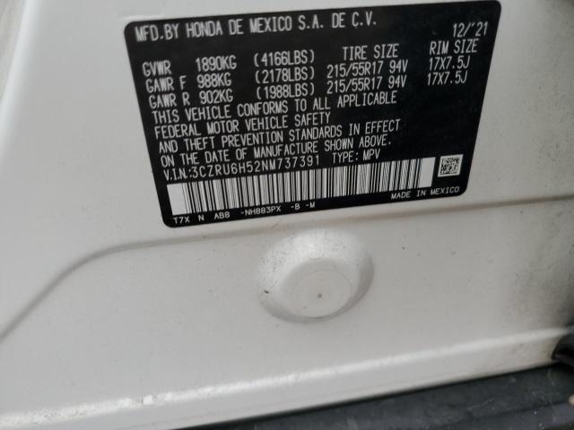3CZRU6H52NM737391 - 2022 HONDA HR-V EX WHITE photo 12