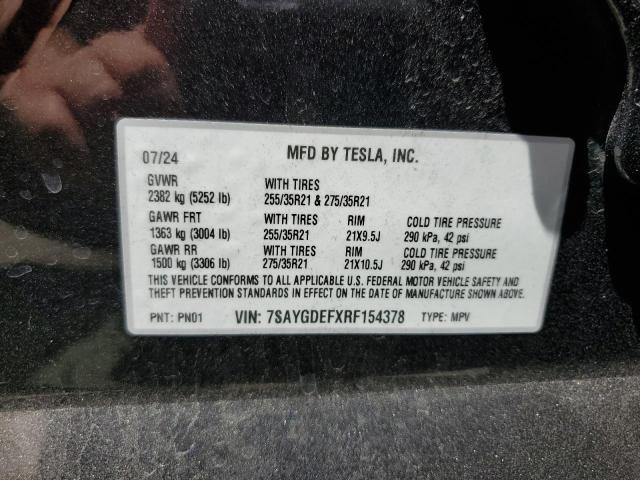 7SAYGDEFXRF154378 - 2024 TESLA MODEL Y Grafitowy zdjęcie 14