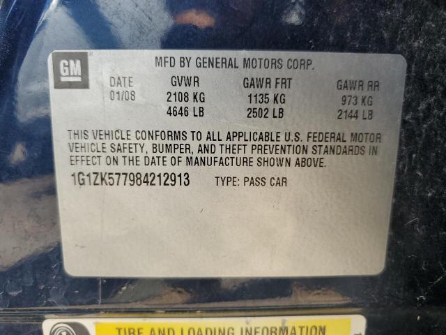 1G1ZK577984212913 - 2008 CHEVROLET MALIBU LTZ ლურჯი ფოტო 12