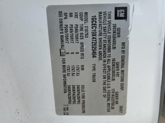 1GCEC19X47Z629494 - 2007 CHEVROLET SILVERADO C1500 CLASSIC Ağ foto 12