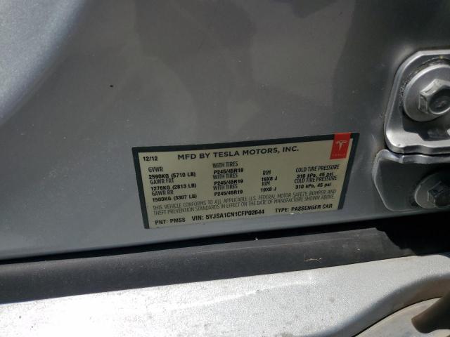 5YJSA1CN1CFP02644 - 2012 TESLA MODEL S ვერცხლისფერი ფოტო 12