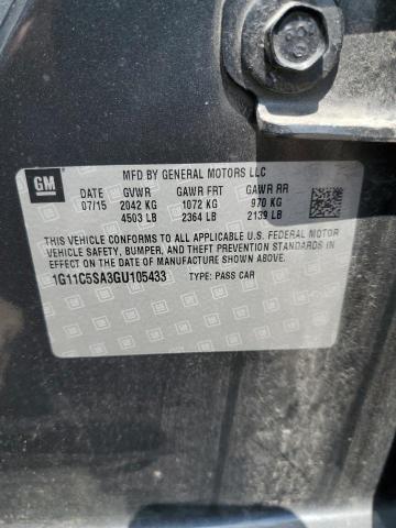1G11C5SA3GU105433 - 2016 CHEVROLET MALIBU LIM LT გრაფიტი ფოტო 12
