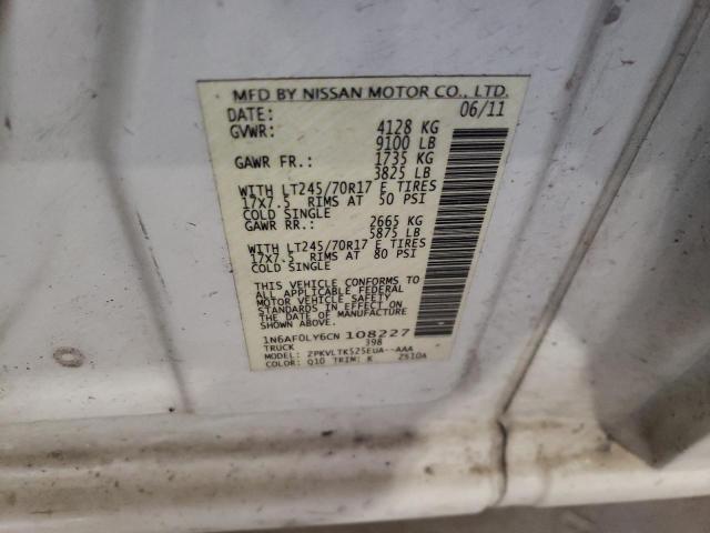 1N6AF0LY6CN108227 - 2012 NISSAN NV 2500 WHITE photo 13