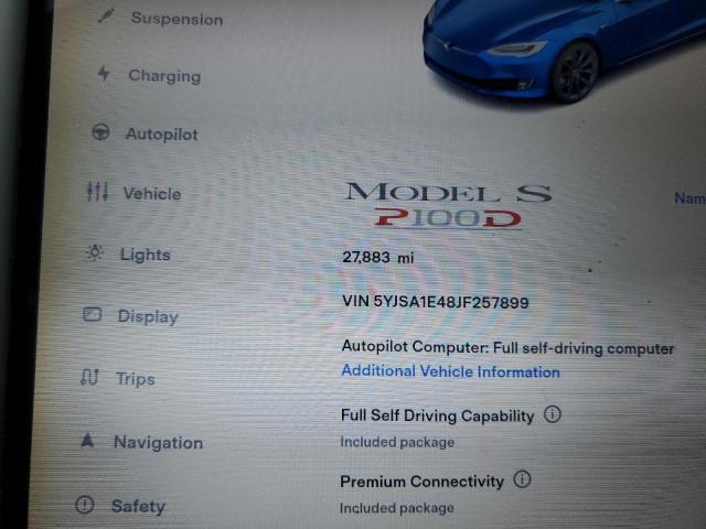5YJSA1E48JF257899 - 2018 TESLA MODEL S ლურჯი ფოტო 9