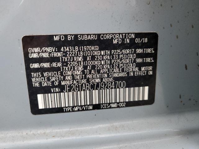 JF2GTABC7J9284700 - 2018 SUBARU CROSSTREK PREMIUM ლურჯი ფოტო 12