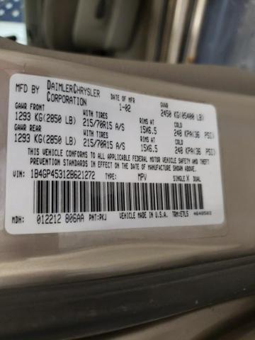 1B4GP45312B621272 - 2002 DODGE CARAVAN SPORT TAN photo 13