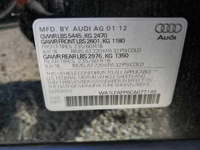 WA1LFAFP6CA077146 - 2012 AUDI Q5 PREMIUM PLUS BLACK photo 13