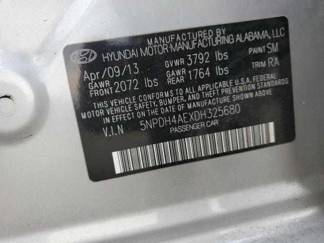 5NPDH4AEXDH325680 - 2013 HYUNDAI ELANTRA GLS SILVER photo 12