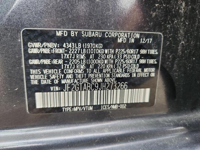 JF2GTABC9JH273266 - 2018 SUBARU CROSSTREK PREMIUM GRAY photo 13