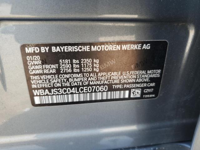 WBAJS3C04LCE07060 - 2020 BMW 540 XI GRAY photo 12
