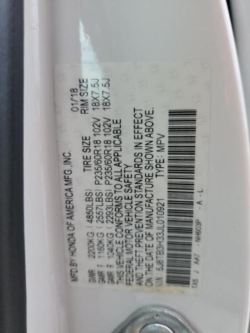 5J8TB3H33JL010921 - 2018 ACURA RDX WHITE photo 13