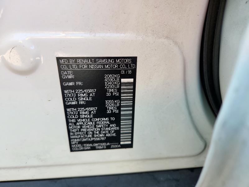 KNMAT2MTXJP556787 - 2018 NISSAN ROGUE S თეთრი ფოტო 14