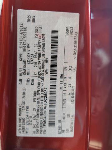 1FMCU9HD6JUC25087 - 2018 FORD ESCAPE SEL RED photo 13
