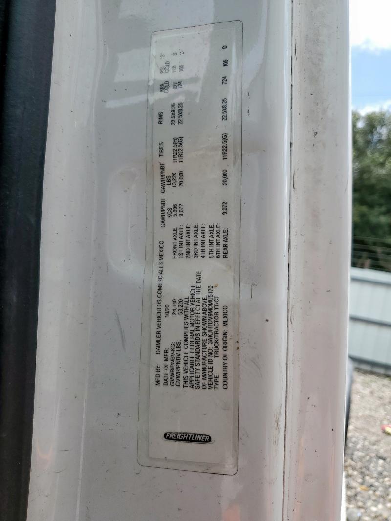 3AKJHTDV9MDMU5170 - 2021 FREIGHTLINER CASCADIA 1 Սպիտակ լուսանկար 10