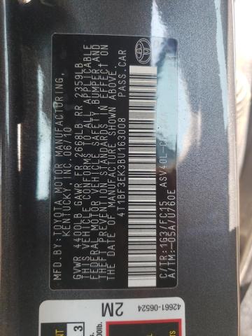 4T1BF3EK3BU163008 - 2011 TOYOTA CAMRY BASE GRAY photo 12