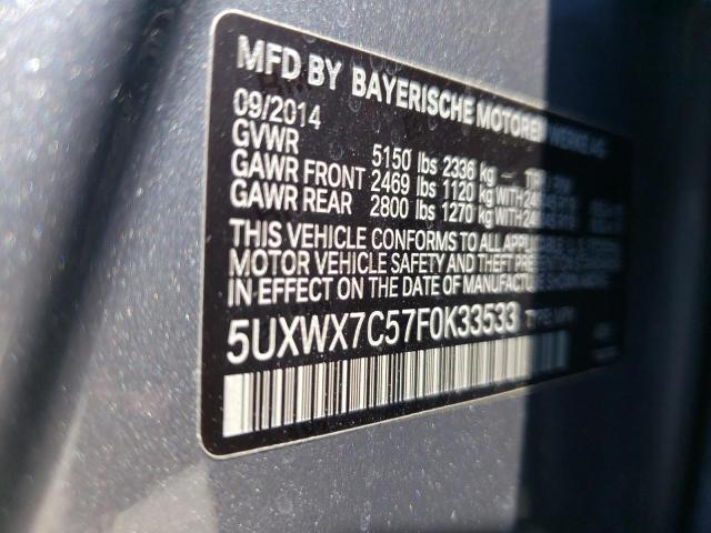 5UXWX7C57F0K33533 - 2015 BMW X3 XDRIVE35I GRAY photo 12