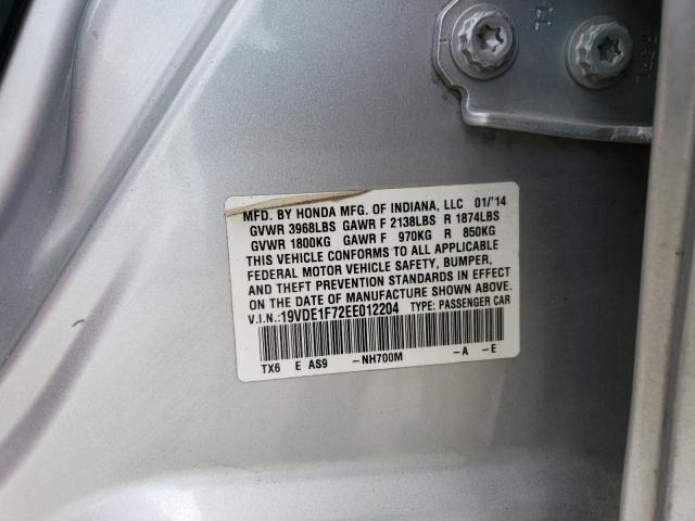 19VDE1F72EE012204 - 2014 ACURA ILX 20 TECH SILVER photo 12