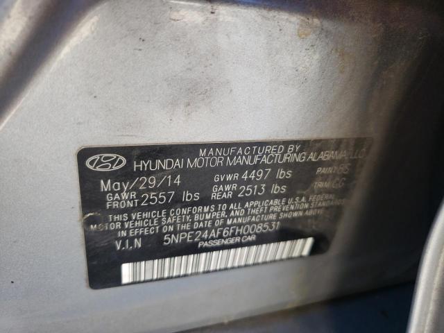 5NPE24AF6FH008531 - 2015 HYUNDAI SONATA SE BLUE photo 10