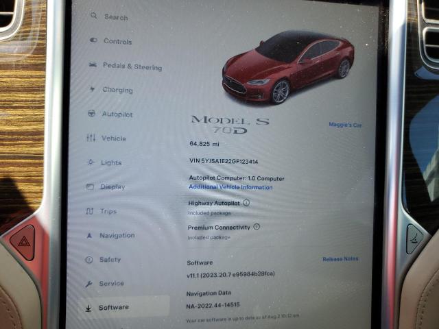 5YJSA1E22GF123414 - 2016 TESLA MODEL S أحمر صورة 9