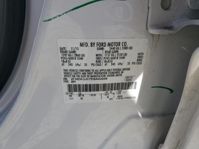 2FMDK3JC7EBA02206 - 2014 FORD EDGE SEL 白色 照片 13