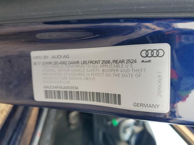 WAUC4AF48JA003934 - 2018 AUDI S4 PRESTIGE BLUE photo 13