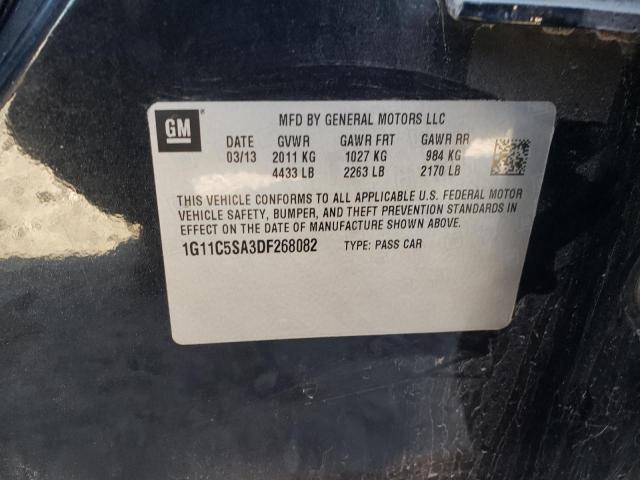 1G11C5SA3DF268082 - 2013 CHEVROLET MALIBU 1LT BLACK photo 10