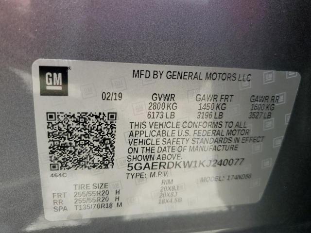 5GAERDKW1KJ240077 - 2019 BUICK ENCLAVE AVENIR 灰色 照片 13