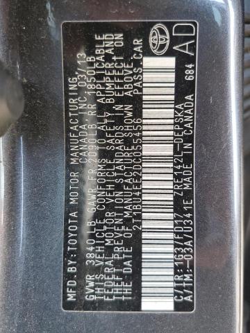 2T1BU4EE2DC055456 - 2013 TOYOTA COROLLA BASE GRAY photo 12