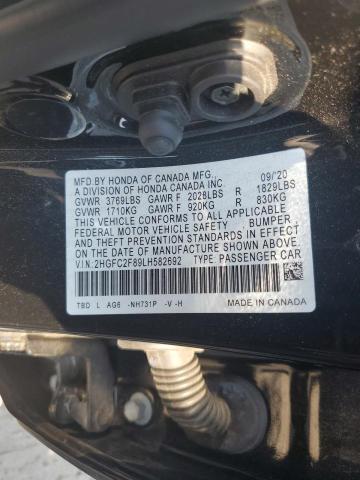 2HGFC2F89LH582692 - 2020 HONDA CIVIC SPORT შავი ფოტო 12