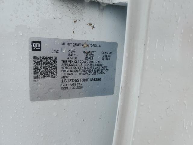 1G1ZD5ST3NF184380 - 2022 CHEVROLET MALIBU LT 白色 照片 12