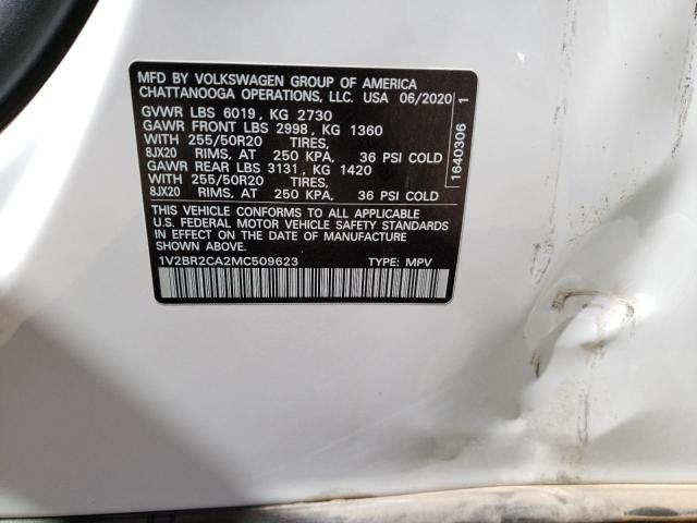 1V2BR2CA2MC509623 - 2021 VOLKSWAGEN ATLAS SEL WHITE photo 12