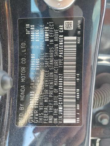 JHMFC1F72JX008927 - 2018 HONDA CIVIC EXL 灰色 照片 12