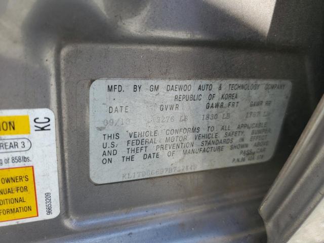 KL1TD66697B727448 - 2007 CHEVROLET AVEO BASE Boz foto 13