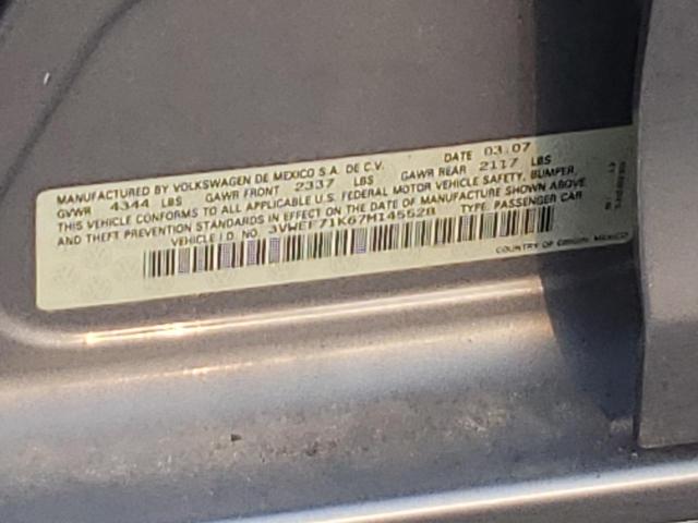 3VWEF71K67M145528 - 2007 VOLKSWAGEN JETTA WOLFSBURG 灰色 照片 12