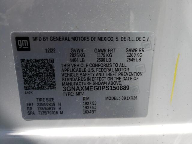 3GNAXMEG0PS150889 - 2023 CHEVROLET EQUINOX RS WHITE photo 12