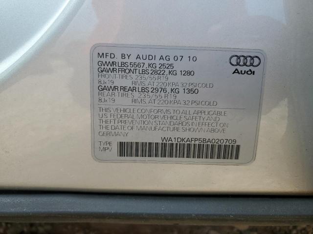 WA1DKAFP5BA020709 - 2011 AUDI Q5 PREMIUM PLUS SILVER photo 13