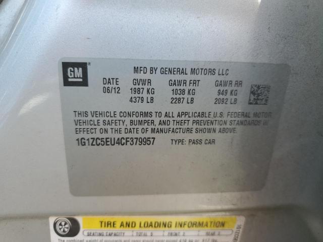 1G1ZC5EU4CF379957 - 2012 CHEVROLET MALIBU 1LT 银色 照片 12