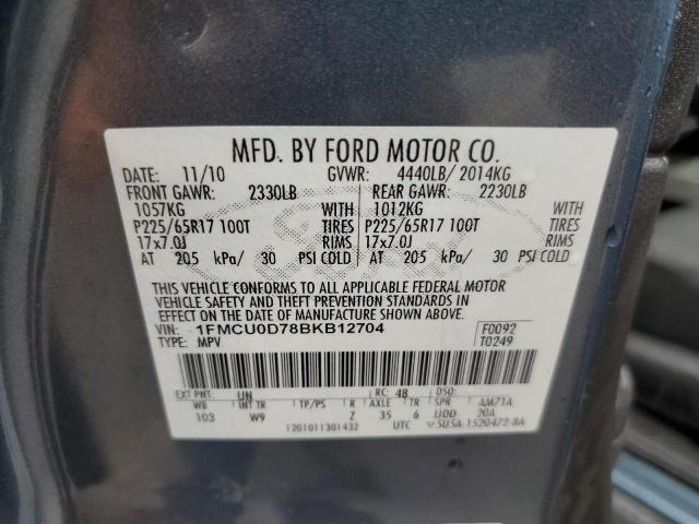 1FMCU0D78BKB12704 - 2011 FORD ESCAPE XLT BLUE photo 13