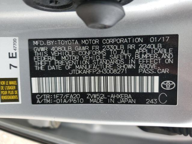 JTDKARFP2H3008271 - 2017 TOYOTA PRIUS PRIM 银色 照片 12