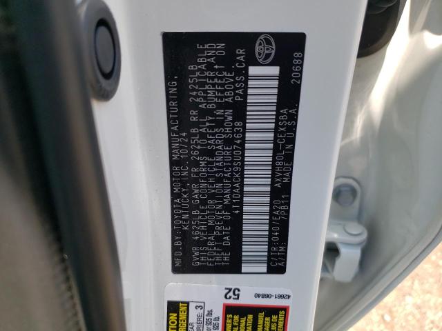 4T1DAACK9SU074638 - 2025 TOYOTA CAMRY XSE 白色 照片 12