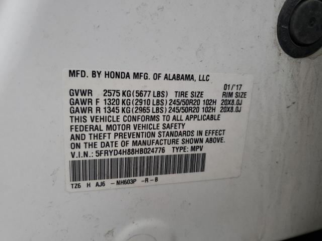 5FRYD4H88HB024776 - 2017 ACURA MDX ADVANCE WHITE photo 13