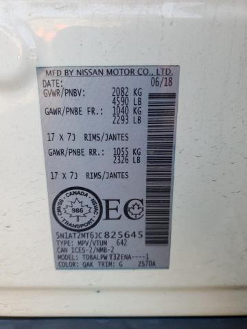 5N1AT2MT6JC825645 - 2018 NISSAN ROGUE S WHITE photo 13